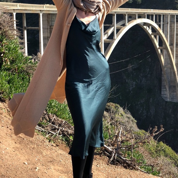 Zara emerald green midi cowl slip dress - Picture 5 of 9